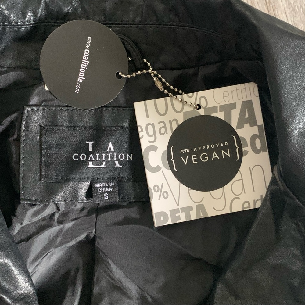 NWT LA COALITION Black Vegan Leather Jacket - Picture 16 of 16